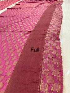 Elegant Pink Embroidered Net Saree