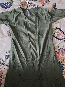 Green Floral Print Kurta