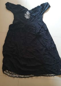 Embroidered Black Casual Dress