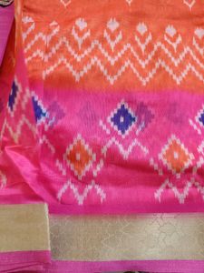 Vibrant Ikkat Print Saree with Paithani Pallu