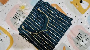 Teal Sequin Sharara Set with Dupatta