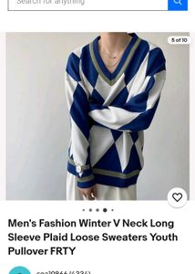 Argyle Pattern V-Neck Sweater