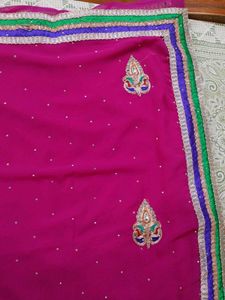 Vibrant Pink Embroidered Saree