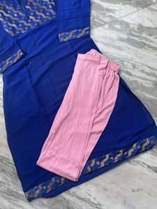 Blue Kurta with Pink Palazzo Set