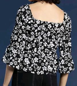 Cute Full Sleeves Black Floral Top 🖤