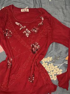 Y2K red gorgettee top