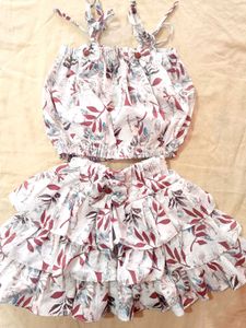 Floral Ruffle Skirt &amp; Crop Top Set