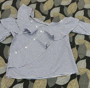 New Designer Chic Striped Ruffle Top