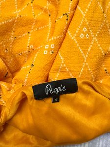 mustard Off-Shoulder Puff Sleeve Top
