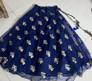 Embellished Navy Blue Net lehenga