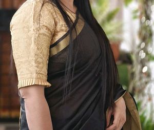 Elegant Black Saree with Gold Motifs