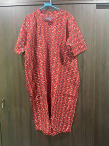 Red Printed Cotton Kurta