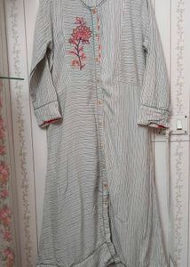 BIBA Women's Cotton Striped A-Line Kurta