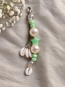 Boho Beaded Star & Shell Keychain