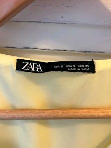 Zara Yellow Satin Midi Dress