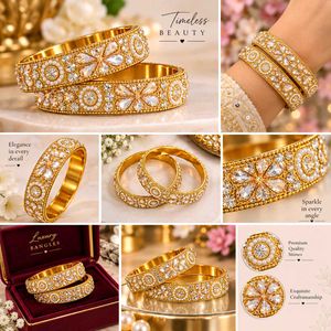 Gold Bangles with Embellishments
