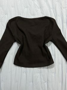 Black Bell Sleeve Tie-Front Top