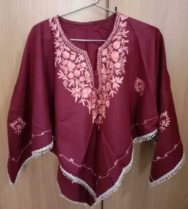 Embroidered Maroon Kashmiri pochhu