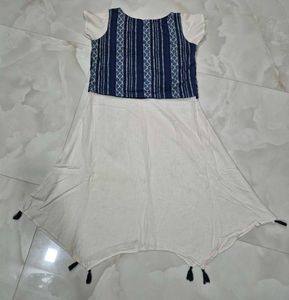 Elegant White Kurta Set with Blue Jacket