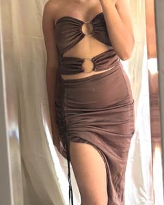 Strapless Ruched Midi Dress