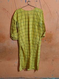 Yellow Checkered Kurta