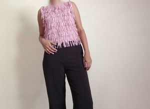 Pink Fringe Crop Top