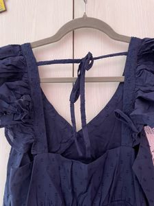 Ritu Kumar Navy Blue Ruffled Midi Dress