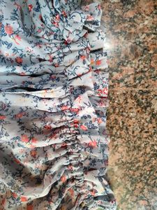 Beautiful jeans top /Floral Chiffon Ruffle Neck