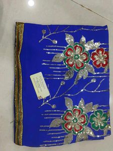 Royal Blue Sequined Saree