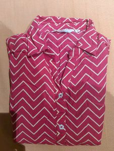 Pink Chevron Print Kurta