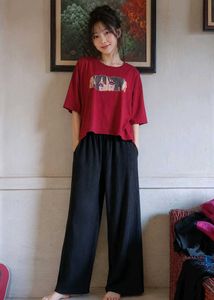 Cute Anime Graphic Tee & black pant free size
