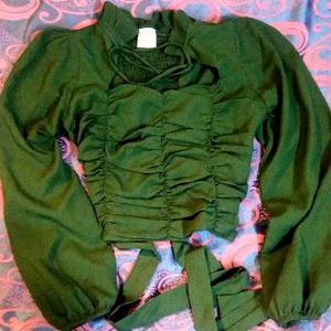 Zara green tie up corset crop top