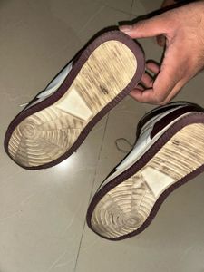 High-Top Sneakers - Burgundy &amp; White