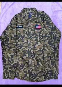 Camo Button-Down Shirt with Patches