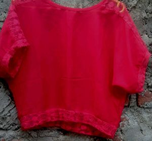 Vibrant Red Embroidered Blouse