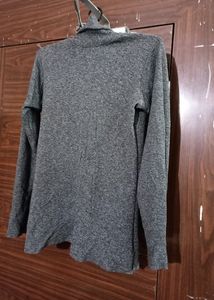 Grey Polyester Cotton  High Neck Top For Women  | Full Sleeves High Neck T -Shirt For Women | Turtle Neck Grey T-shirt For Women | Grey T-shirt For Women