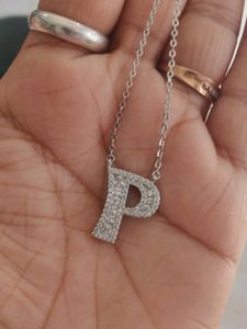 925 Silver Letter 'p' Pendant With Chain