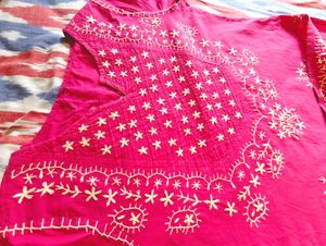 Embroidered Pink Kurta