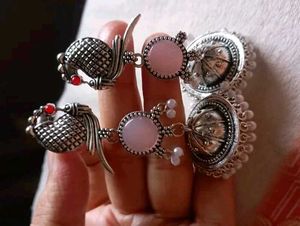 Boho Silver Jhumka Earrings