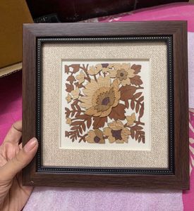 Framed Wood Inlay Floral Art