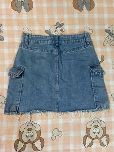 Blue Denim Cargo Mini Skirt