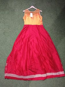 Red &amp; Yellow Embroidered Maxi Dress