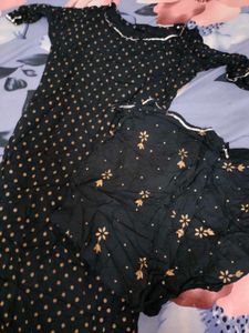 Stylish Black Kurta Set with Golden Print