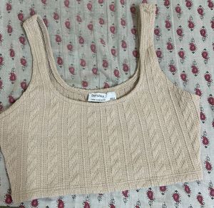 Bershka Cable Knit Crop Top