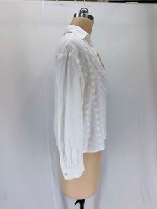 Chic White Embroidered Button-Up Shirt