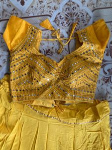 New Fresh Yellow Embroidered Lehenga Choli Set