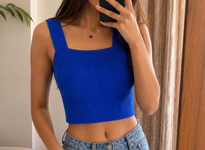 Vibrant Blue Knit Crop Top