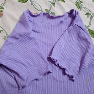 Cute Purple Lettuce Hem Top