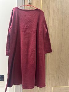 Maroon Embroidered Kurta