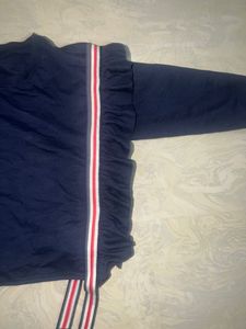 Navy Blue Crop Top With Full Sleeve